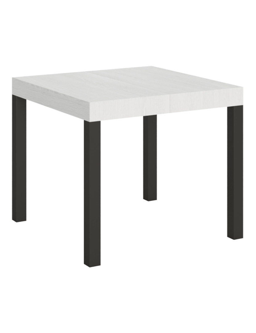 Itamoby - Mesa de jantar extensível 90x90/246 cm Everyday Cinza Branca quadro Antracite