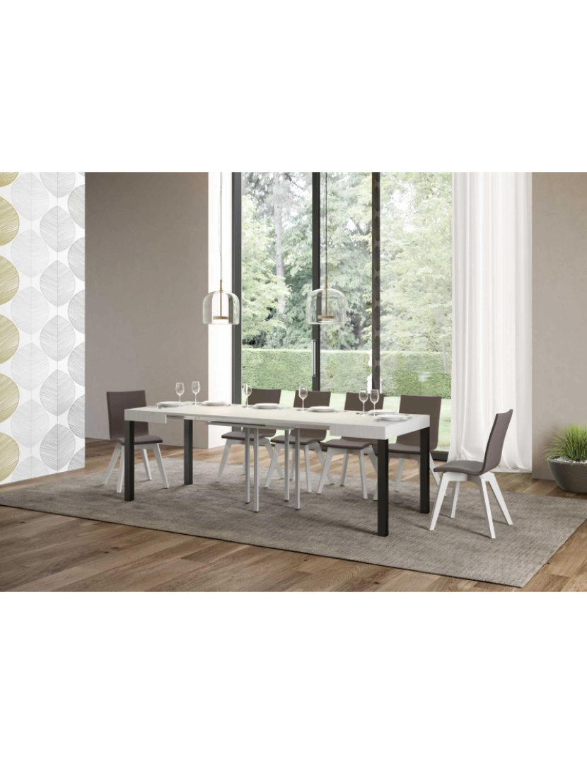 imagem de Mesa de jantar extensível 90x90/246 cm Everyday Cinza Branca quadro Antracite3