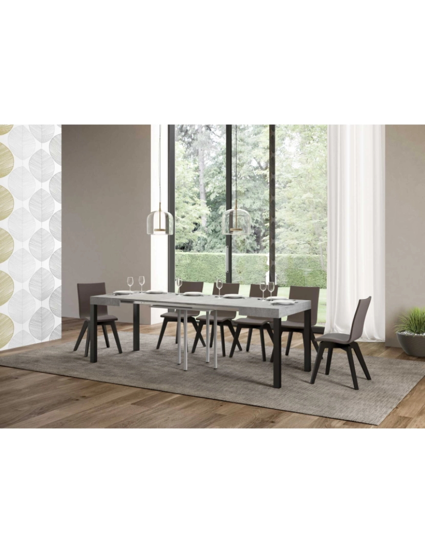 imagem de Mesa de jantar extensível 90x90/246 cm Everyday Cimento quadro Antracite3