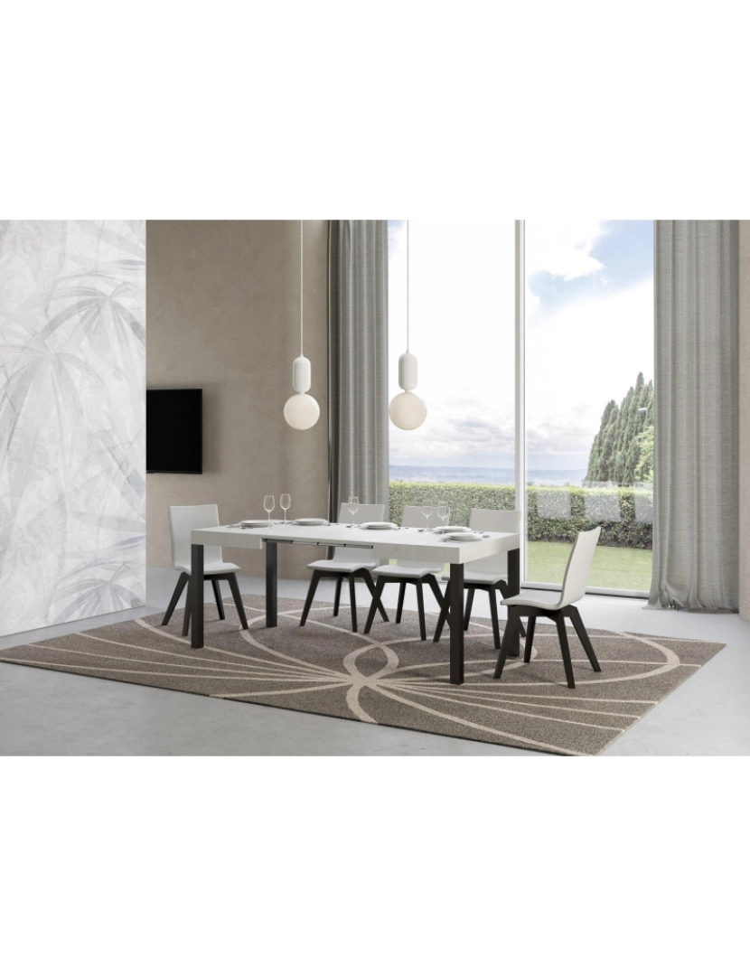 imagem de Mesa de jantar extensível 80x120/204 cm Everyday Cinza Branca quadro Antracite3