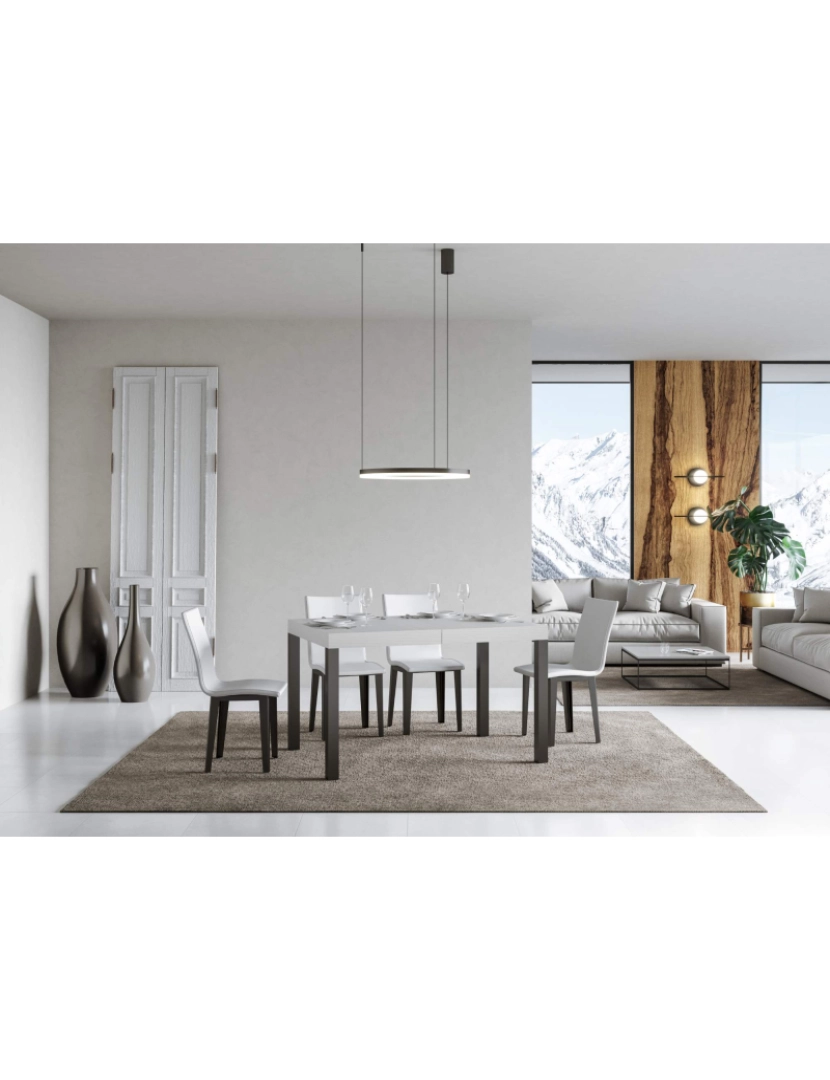 imagem de Mesa de jantar extensível 90x120/224 cm Everyday Cinza Branca quadro Antracite2