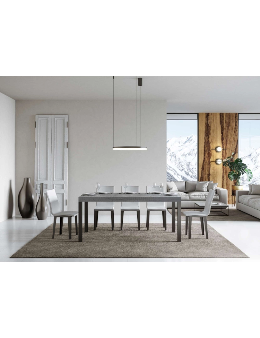 imagem de Mesa de jantar extensível 90x160/264 cm Everyday Cimento quadro Antracite2