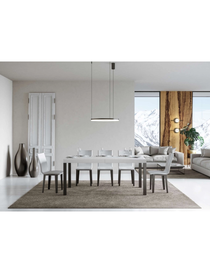 imagem de Mesa de jantar extensível 90x180/284 cm Everyday Cinza Branca quadro Antracite2