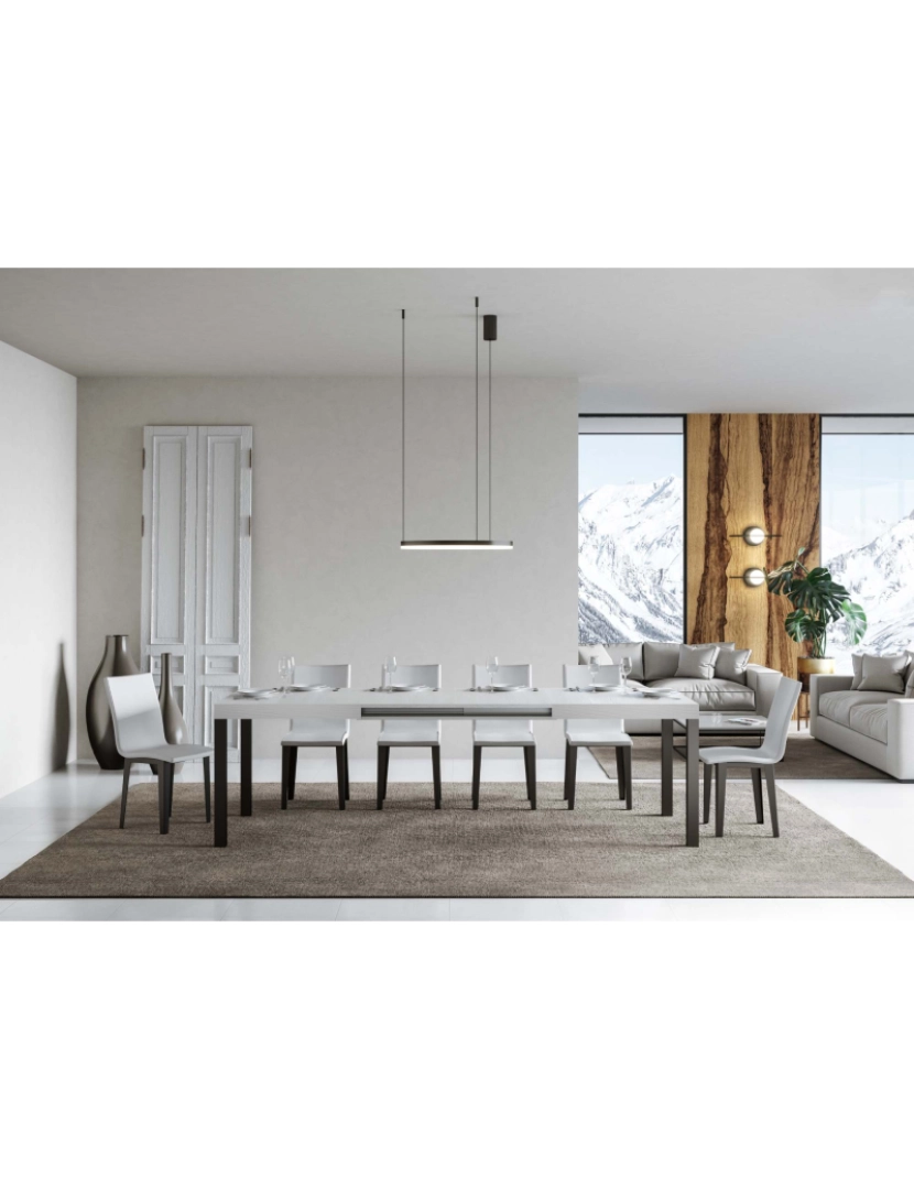 imagem de Mesa de jantar extensível 90x180/284 cm Everyday Cinza Branca quadro Antracite3