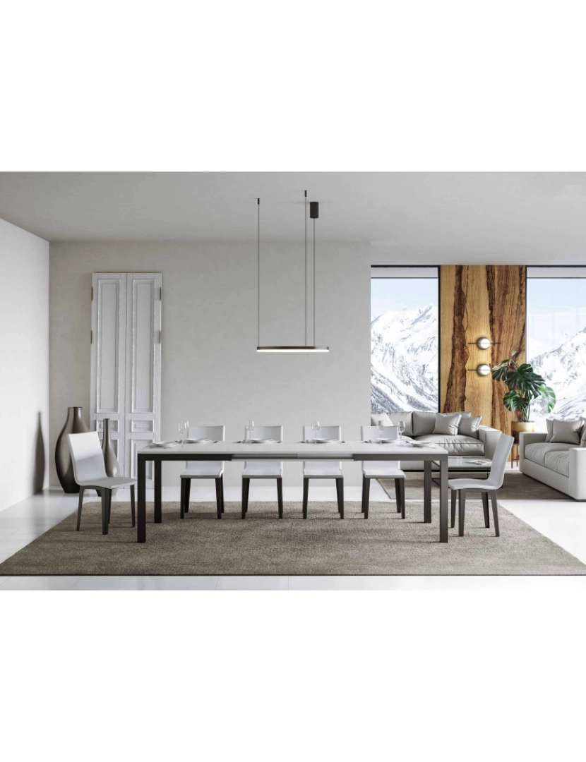 imagem de Mesa de jantar extensível 90x120/224 cm Everyday Evolution Cinza Branca quadro Antracite3