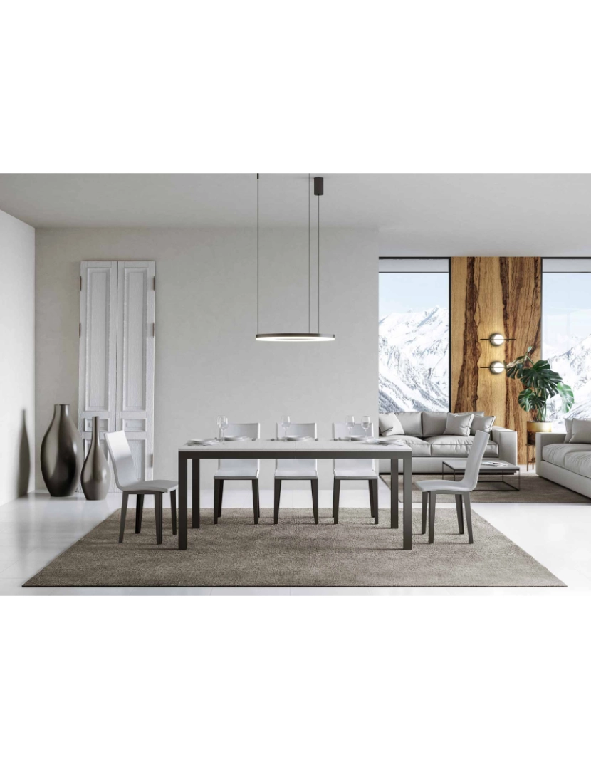 imagem de Mesa de jantar extensível 90x160/264 cm Everyday Evolution Cinza Branca quadro Antracite2