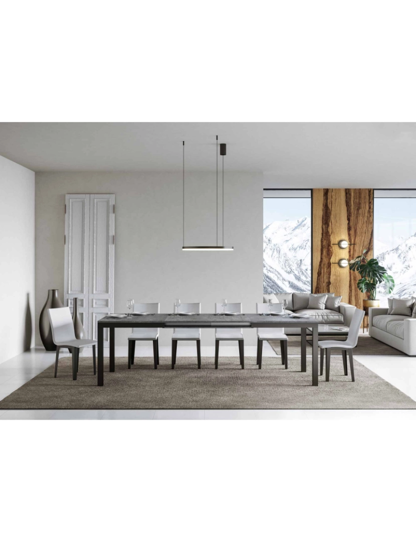 imagem de Mesa de jantar extensível 90x120/380 cm Everyday Evolution Cimento quadro Antracite3