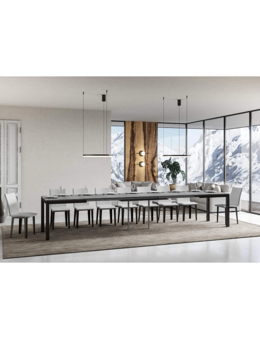 imagem de Mesa de jantar extensível 90x120/380 cm Everyday Evolution Cimento quadro Antracite4