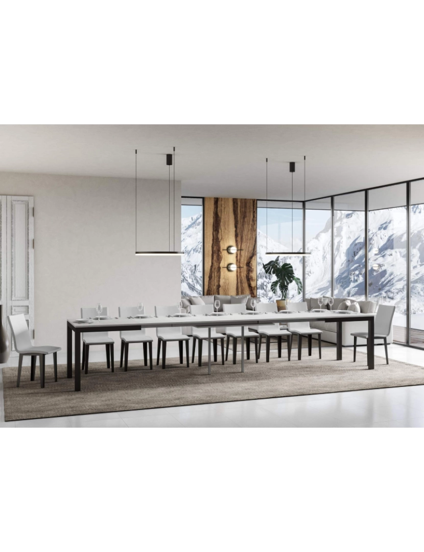 imagem de Mesa de jantar extensível 90x160/420 cm Everyday Evolution Cinza Branca quadro Antracite4