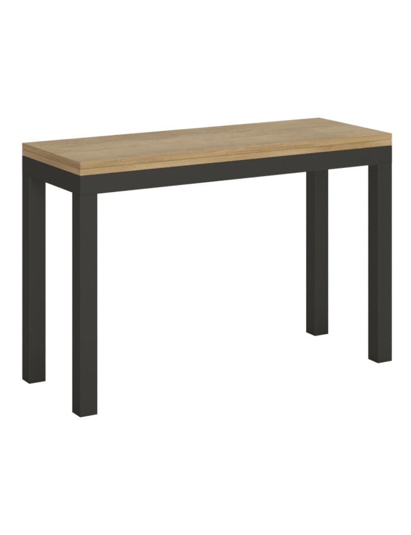 Itamoby - Mesa de jantar extensível tipo livro 120x45/90 cm Everyday Double Carvalho Natural quadro Antracite