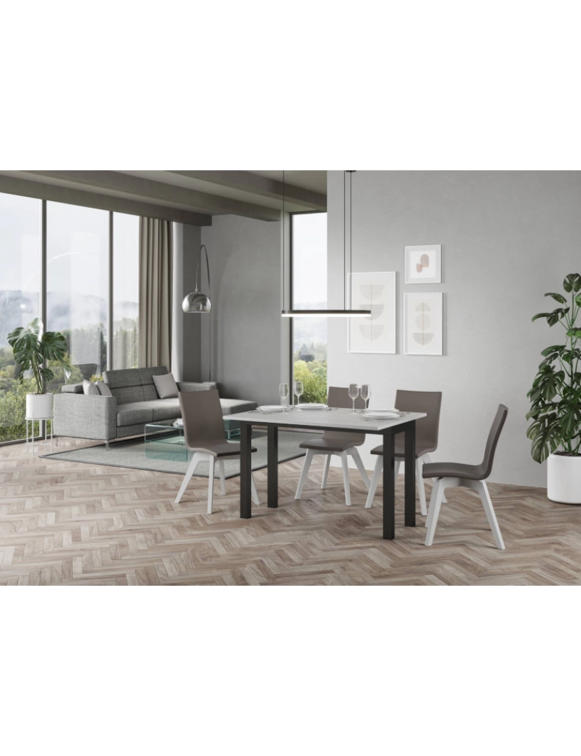 imagem de Mesa de jantar extensível tipo livro 120x45/90 cm Everyday Double Cinza Branca quadro Antracite3