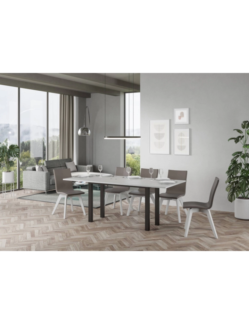 imagem de Mesa de jantar extensível tipo livro 120/200x45/90 cm Everyday Double Cinza Branca quadro Antracite4