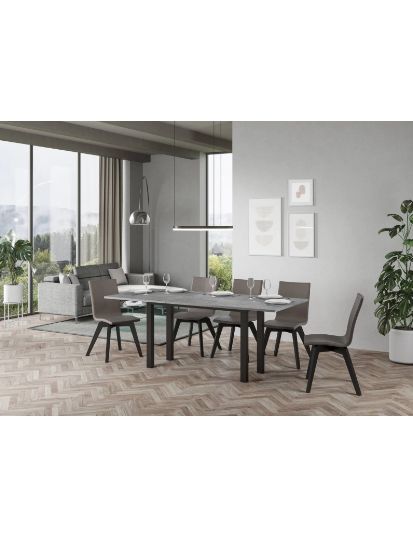 imagem de Mesa de jantar extensível tipo livro 120/200x45/90 cm Everyday Double Cimento quadro Antracite4