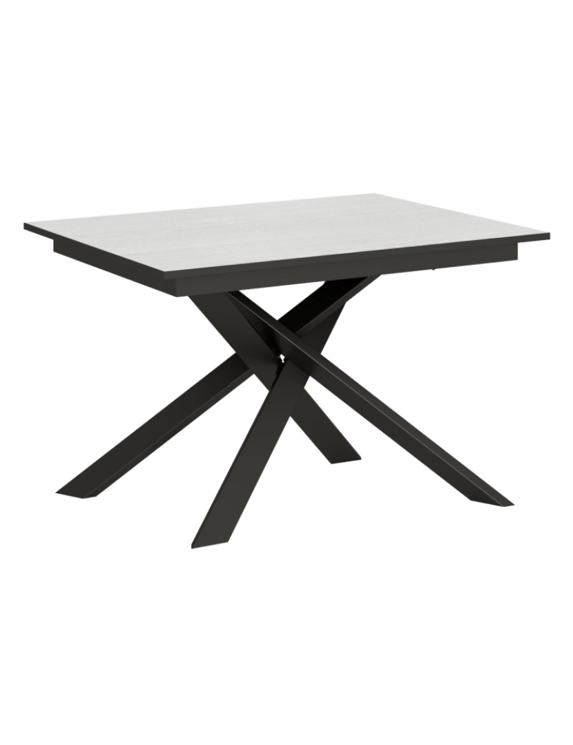 imagem de Mesa de jantar extensível 90x120/180 cm Ganty Cinza Branca - borda Antracite quadro Antracite1