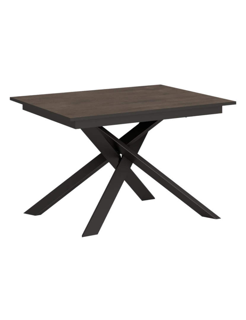 imagem de Mesa de jantar extensível 90x120/180 cm Ganty Nogueira - borda Antracite quadro Antracite1