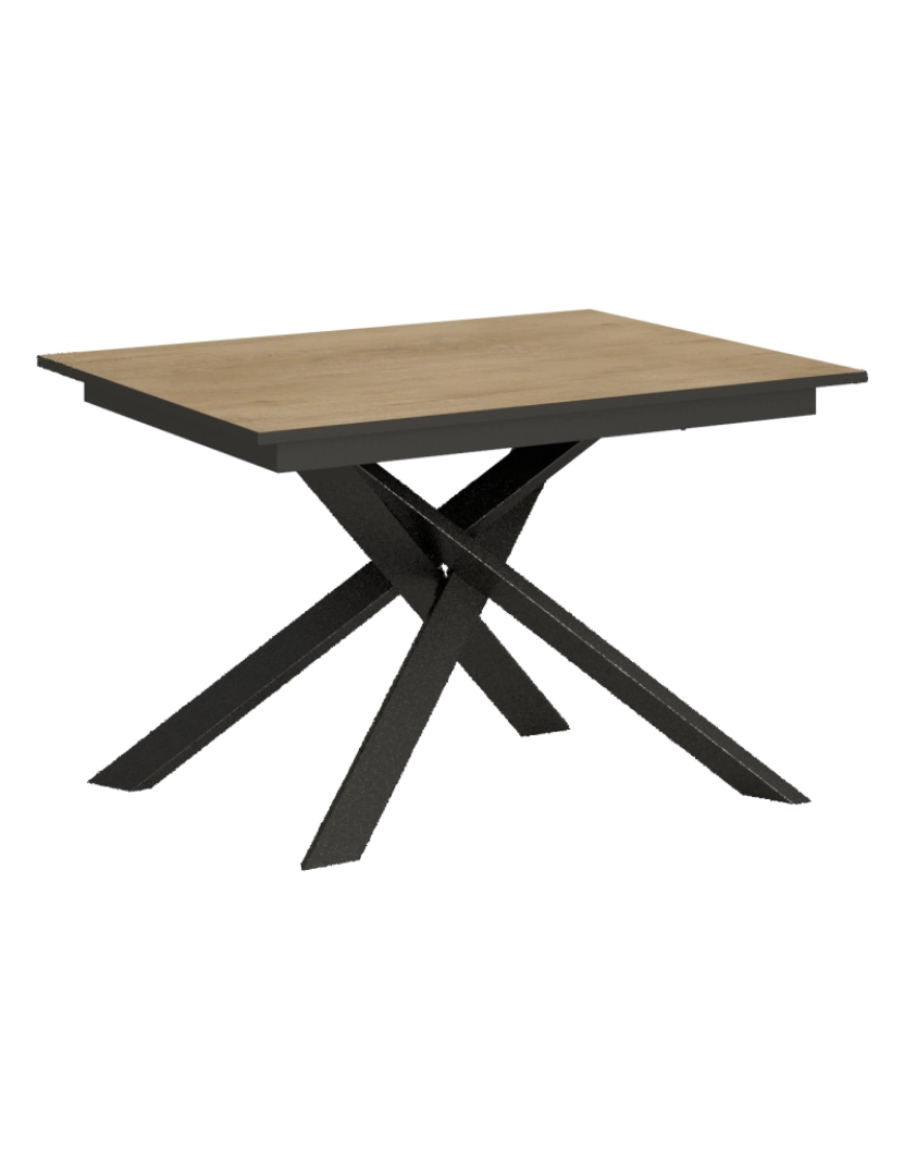 imagem de Mesa de jantar extensível 90x120/180 cm Ganty Carvalho Natural - borda Antracite quadro Antracite1