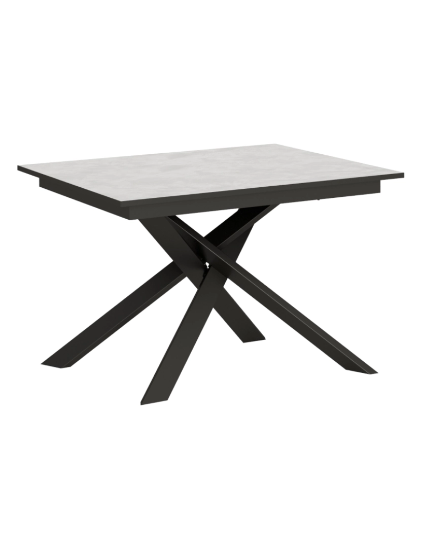 Itamoby - Mesa de jantar extensível 90x120/180 cm Ganty Branco Espatulado - borda Antracite quadro Antracite