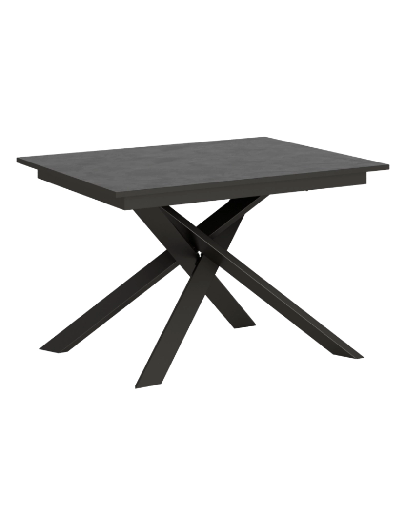 Itamoby - Mesa de jantar extensível 90x120/180 cm Ganty Antracite Espatulado - borda Antracite quadro Antracite