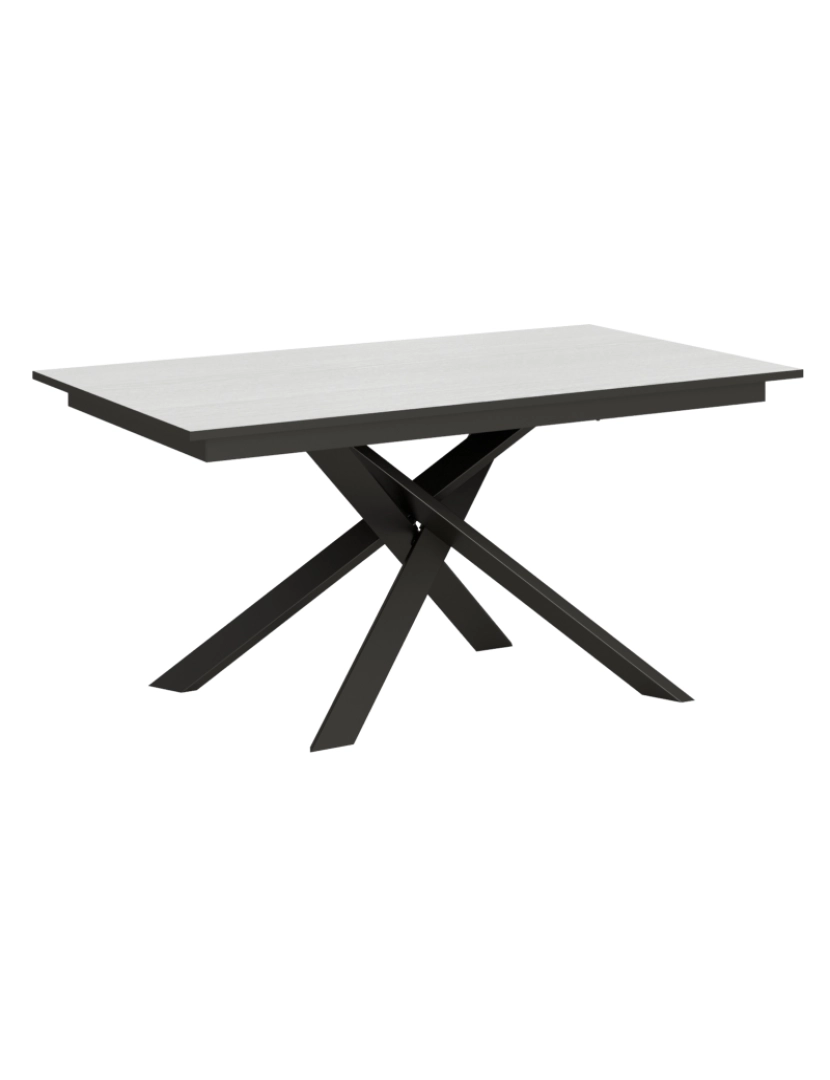 imagem de Mesa de jantar extensível 90x160/220 cm Ganty Cinza Branca - borda Antracite quadro Antracite1