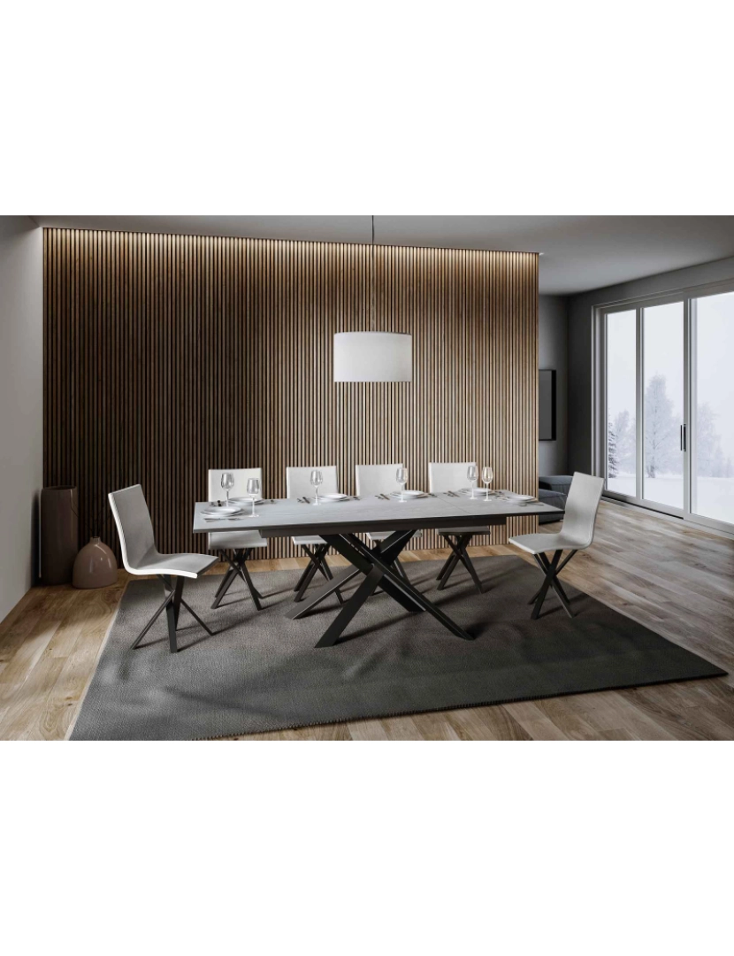 imagem de Mesa de jantar extensível 90x160/220 cm Ganty Cinza Branca - borda Antracite quadro Antracite3