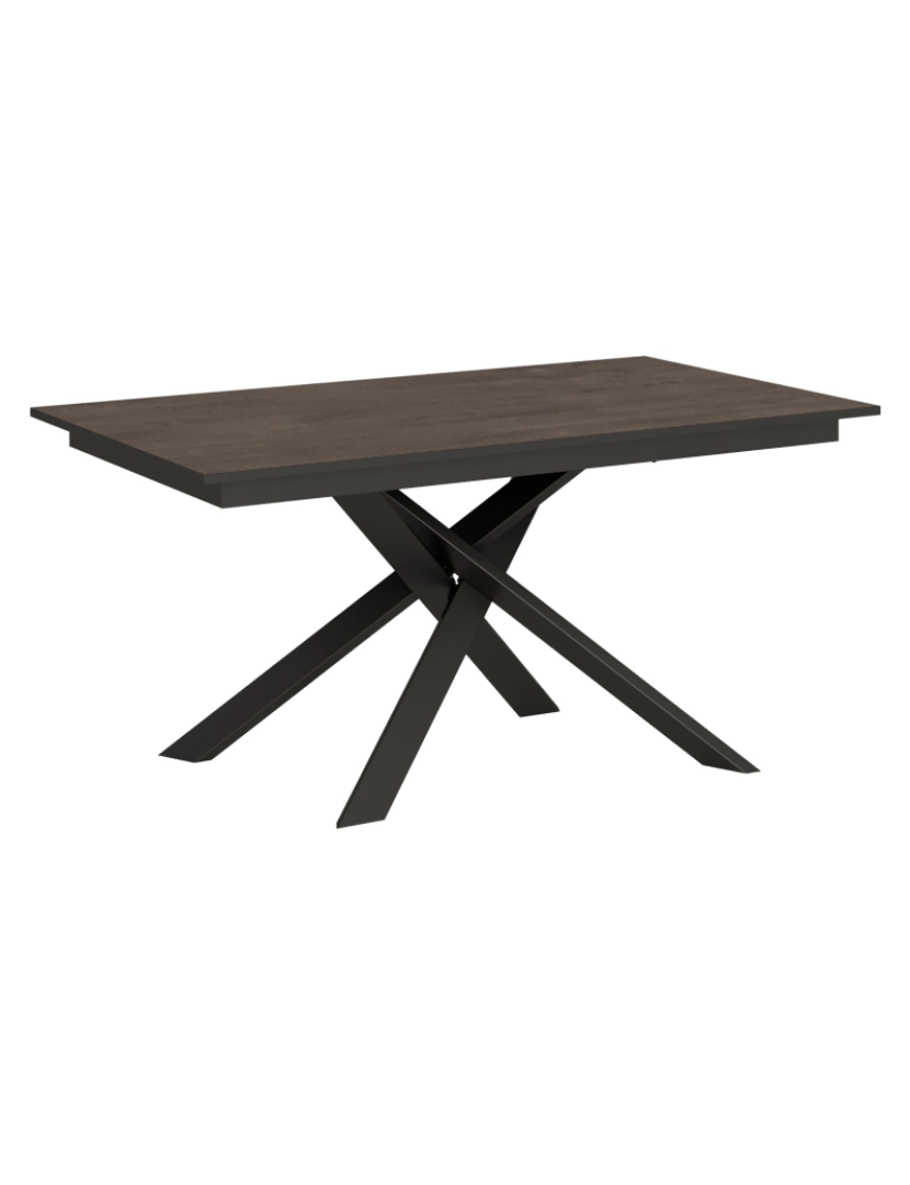 imagem de Mesa de jantar extensível 90x160/220 cm Ganty Nogueira - borda Antracite quadro Antracite1