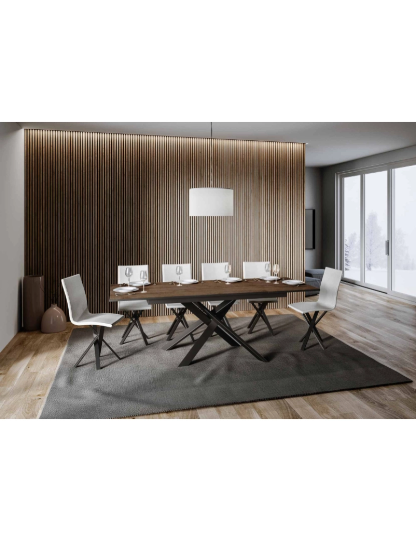 imagem de Mesa de jantar extensível 90x160/220 cm Ganty Nogueira - borda Antracite quadro Antracite3