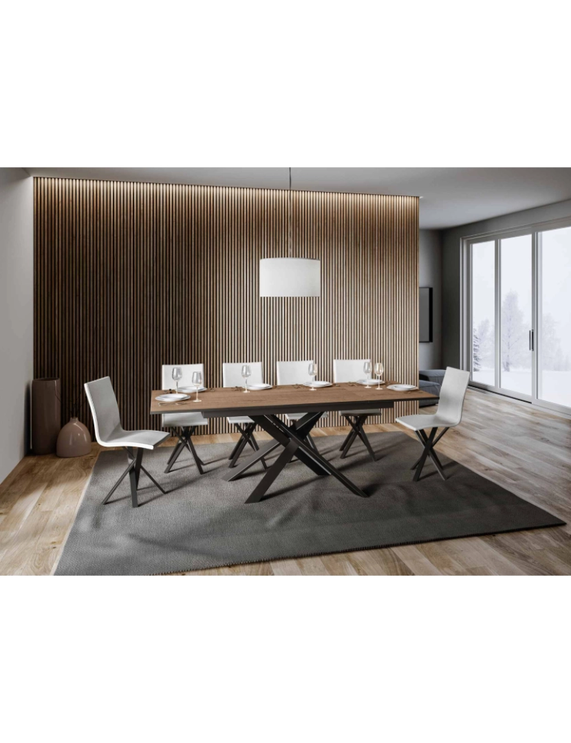 imagem de Mesa de jantar extensível 90x160/220 cm Ganty Carvalho Natural - borda Antracite quadro Antracite3