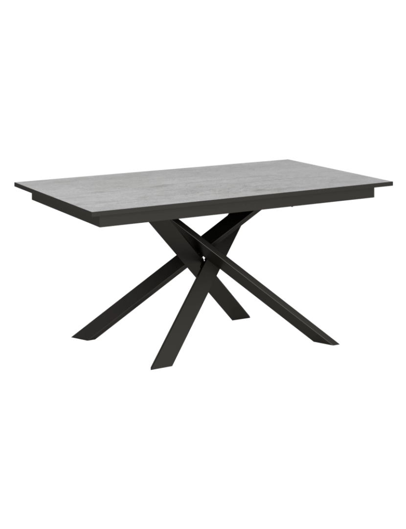 imagem de Mesa de jantar extensível 90x160/220 cm Ganty Cimento - borda Antracite quadro Antracite1