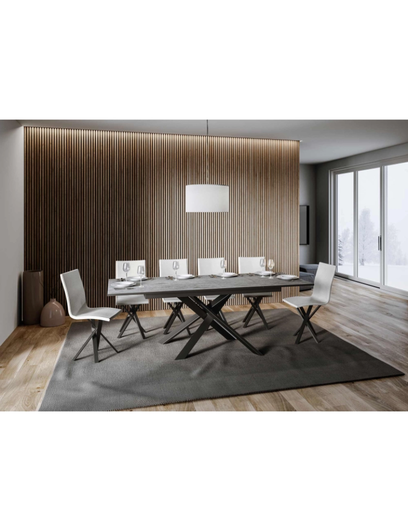 imagem de Mesa de jantar extensível 90x160/220 cm Ganty Cimento - borda Antracite quadro Antracite3