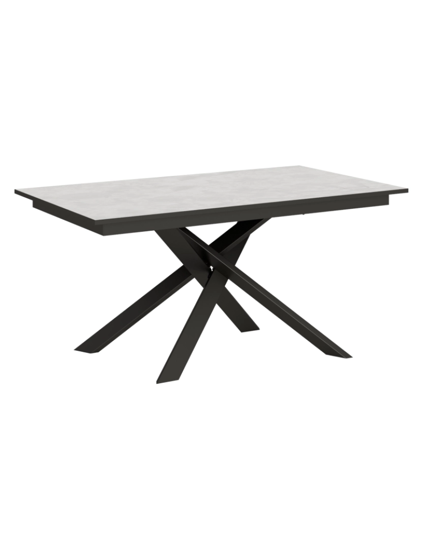 imagem de Mesa de jantar extensível 90x160/220 cm Ganty Branco Espatulado - borda Antracite quadro Antracite1