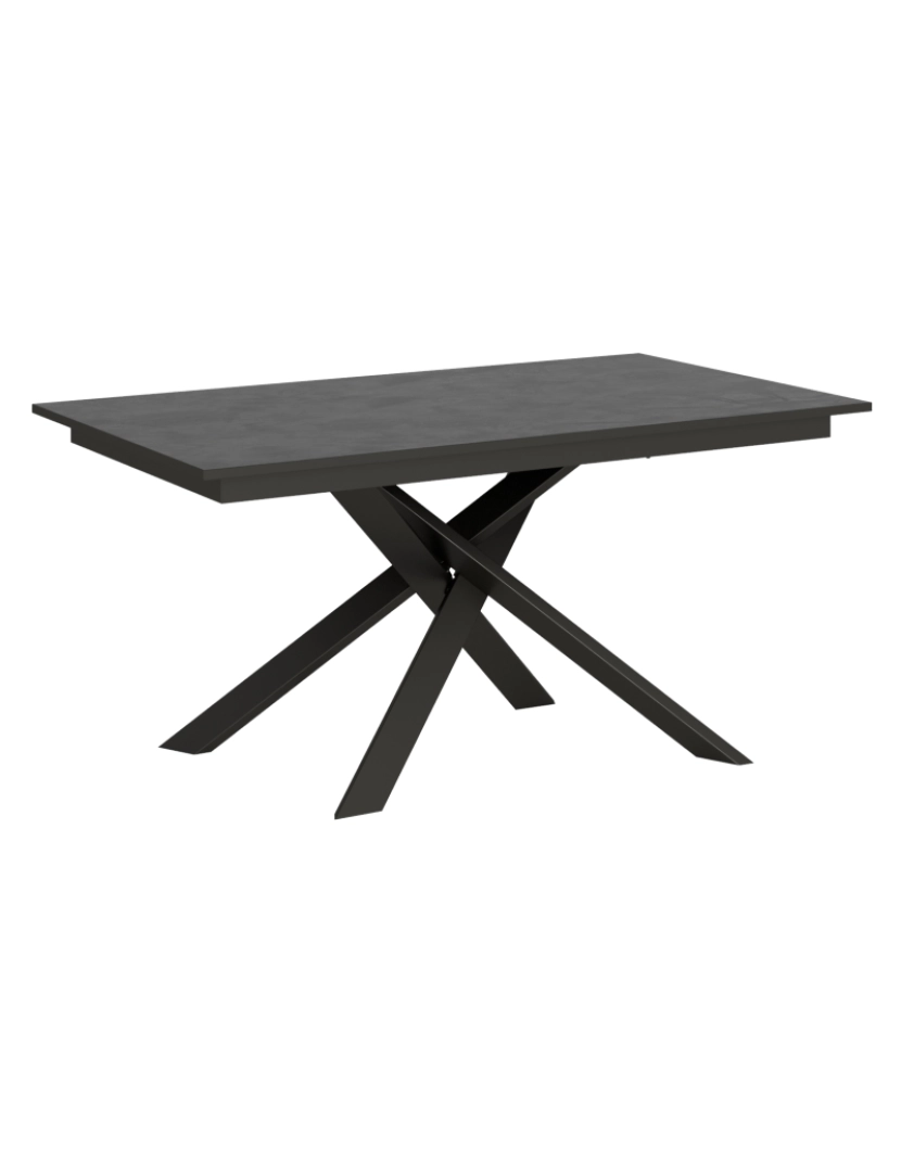 Itamoby - Mesa de jantar extensível 90x160/220 cm Ganty Antracite Espatulado - borda Antracite quadro Antracite