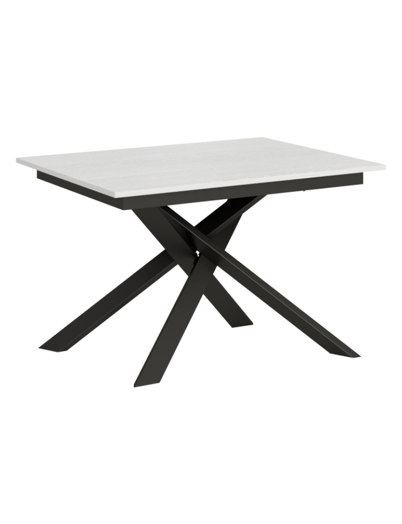 imagem de Mesa de jantar extensível 90x120/180 cm Ganty Cinza Branca - borda em tom quadro Antracite1