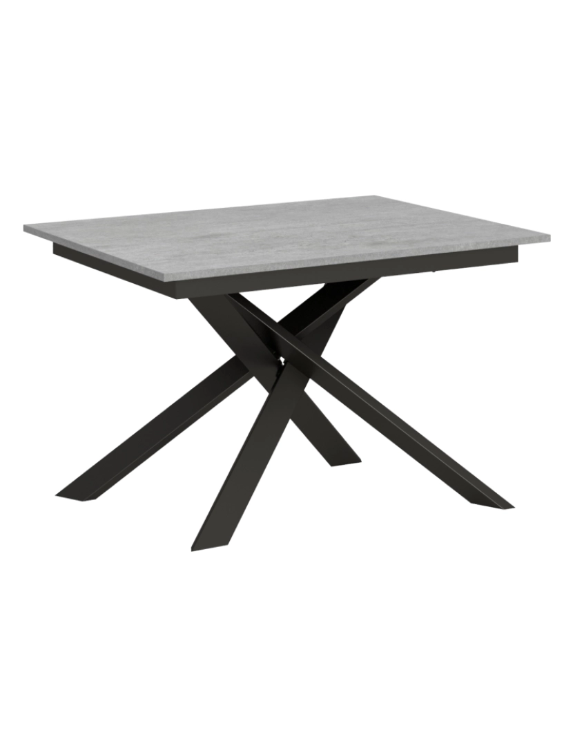 imagem de Mesa de jantar extensível 90x120/180 cm Ganty Cimento - borda em tom quadro Antracite1