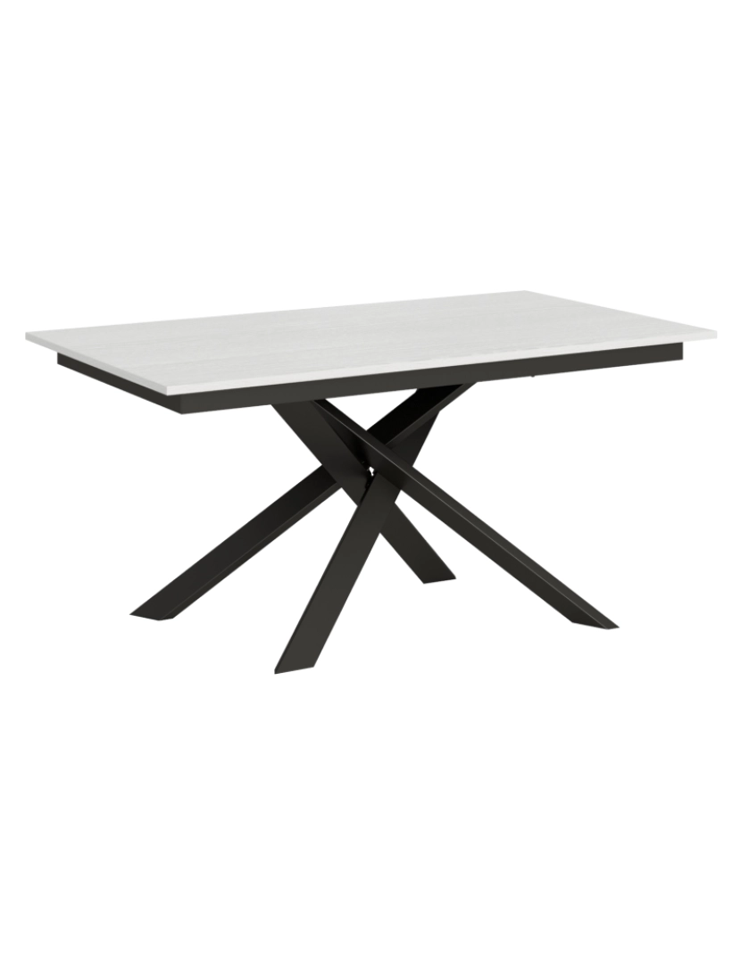 imagem de Mesa de jantar extensível 90x160/220 cm Ganty Cinza Branca - borda em tom quadro Antracite1