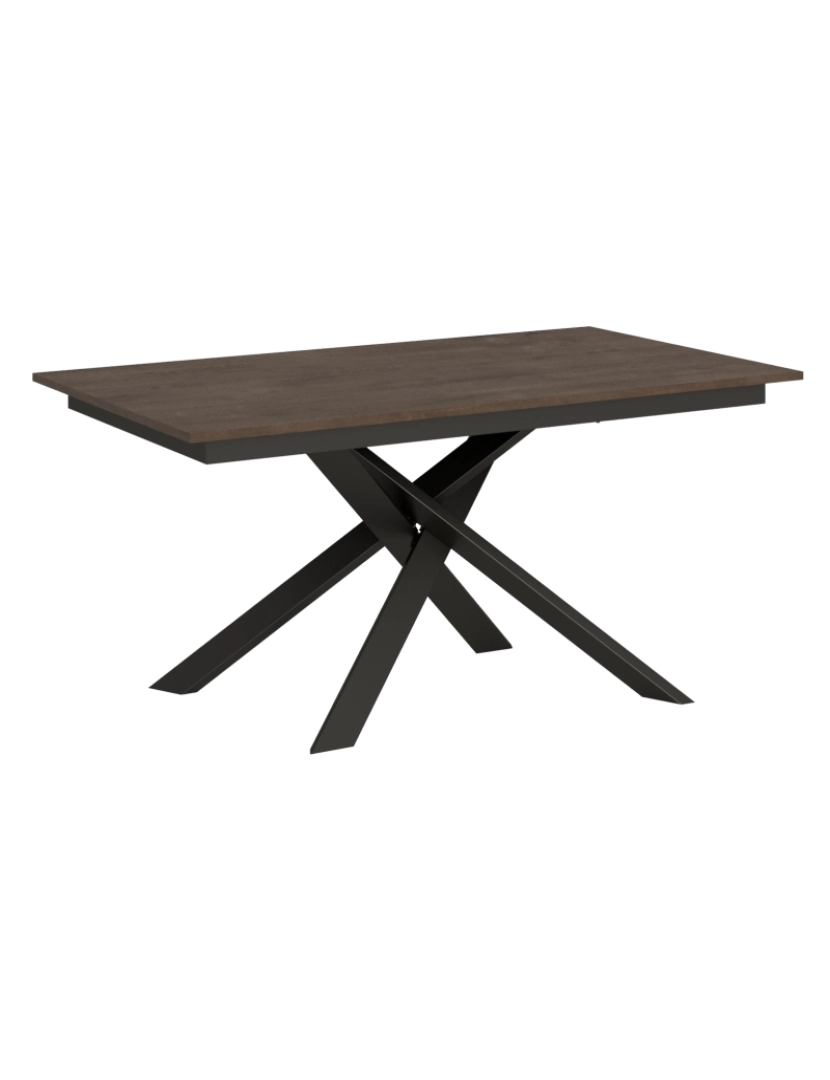 imagem de Mesa de jantar extensível 90x160/220 cm Ganty Nogueira - borda em tom quadro Antracite1