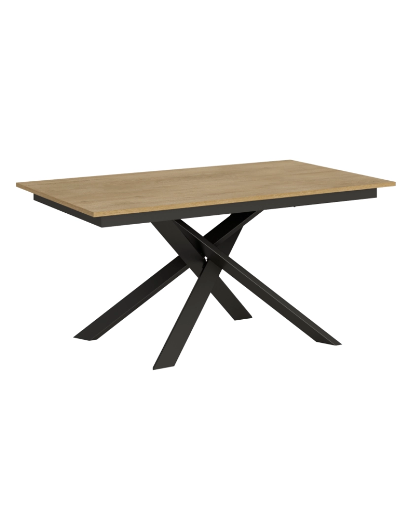 imagem de Mesa de jantar extensível 90x160/220 cm Ganty Carvalho Natural - borda em tom quadro Antracite1