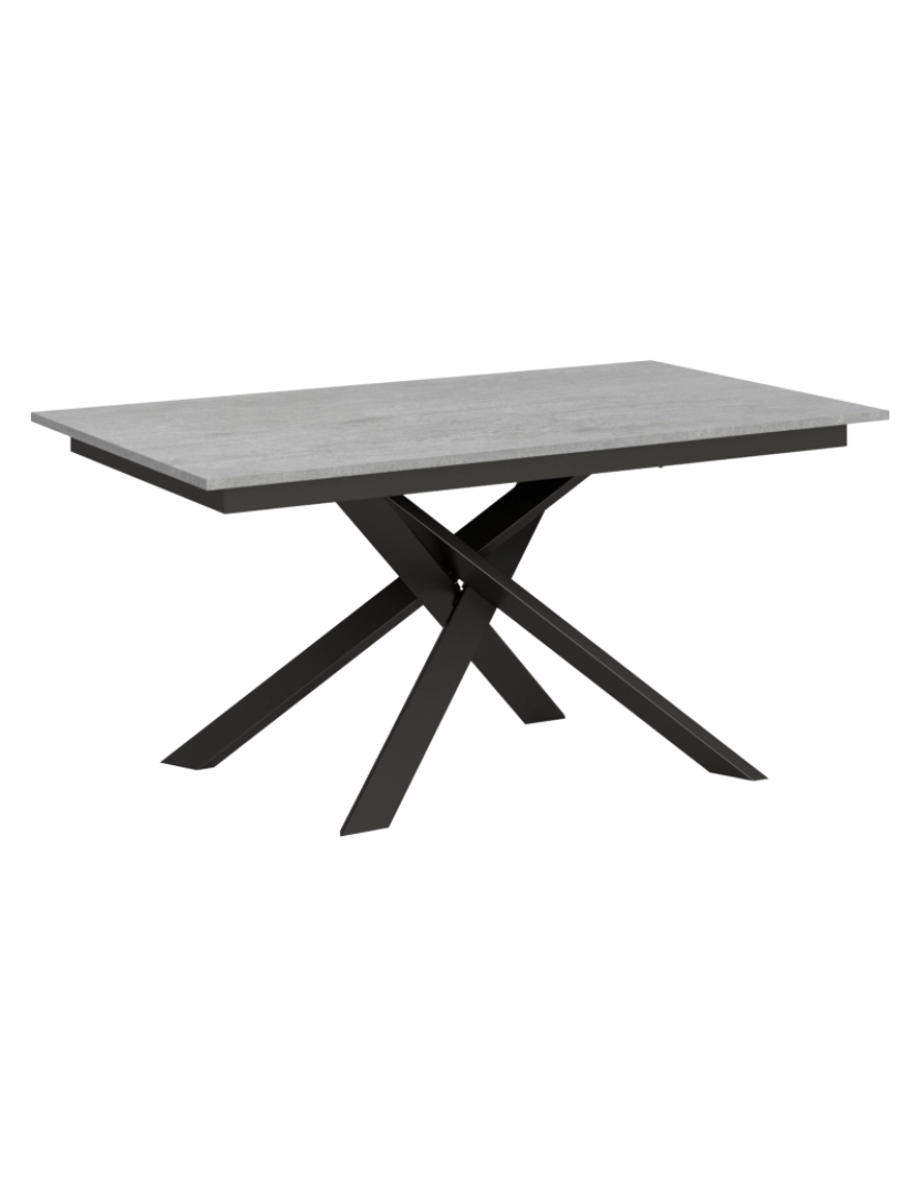 imagem de Mesa de jantar extensível 90x160/220 cm Ganty Cimento - borda em tom quadro Antracite1