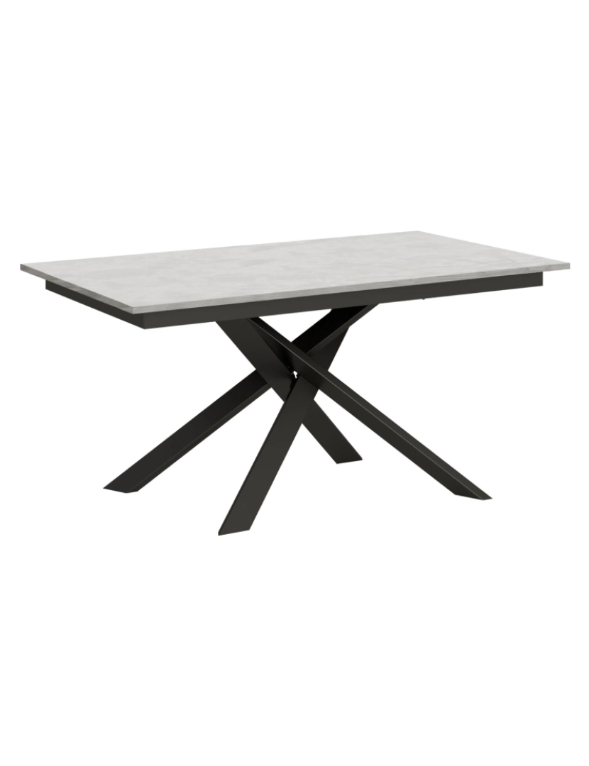 imagem de Mesa de jantar extensível 90x160/220 cm Ganty Branco Espatulado - borda em tom quadro Antracite1