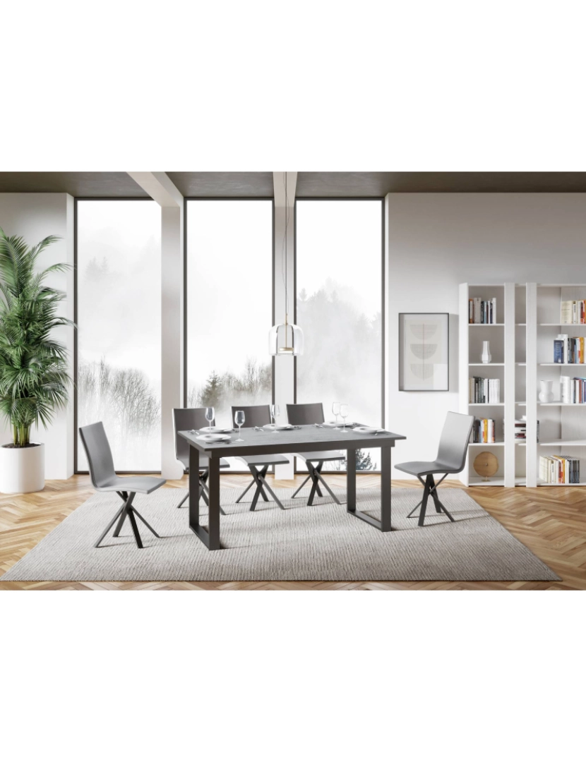 imagem de Mesa de jantar extensível 90x160/220 cm Bandos Cimento quadro Antracite2