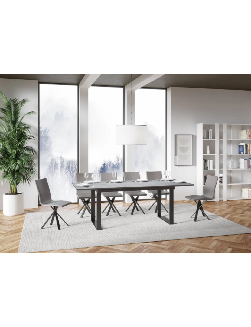 imagem de Mesa de jantar extensível 90x160/220 cm Bandos Cimento quadro Antracite3