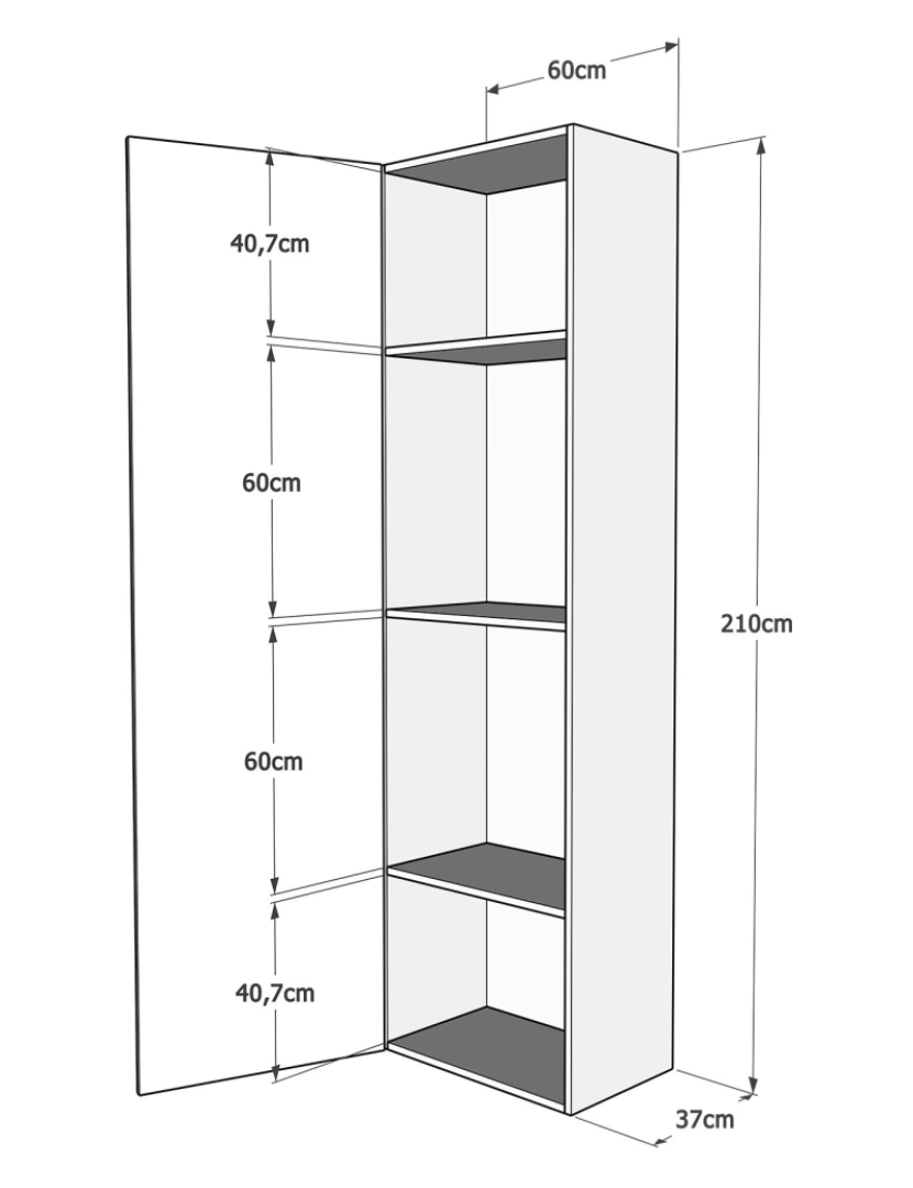 imagem de Cama retrátil 160 vertical Kentaro com armário coluna e armários suspensos Cinza Branca5