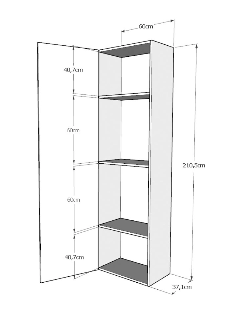 imagem de Cama retrátil 160 vertical Kentaro com armário coluna e armários suspensos Cinza Branca6