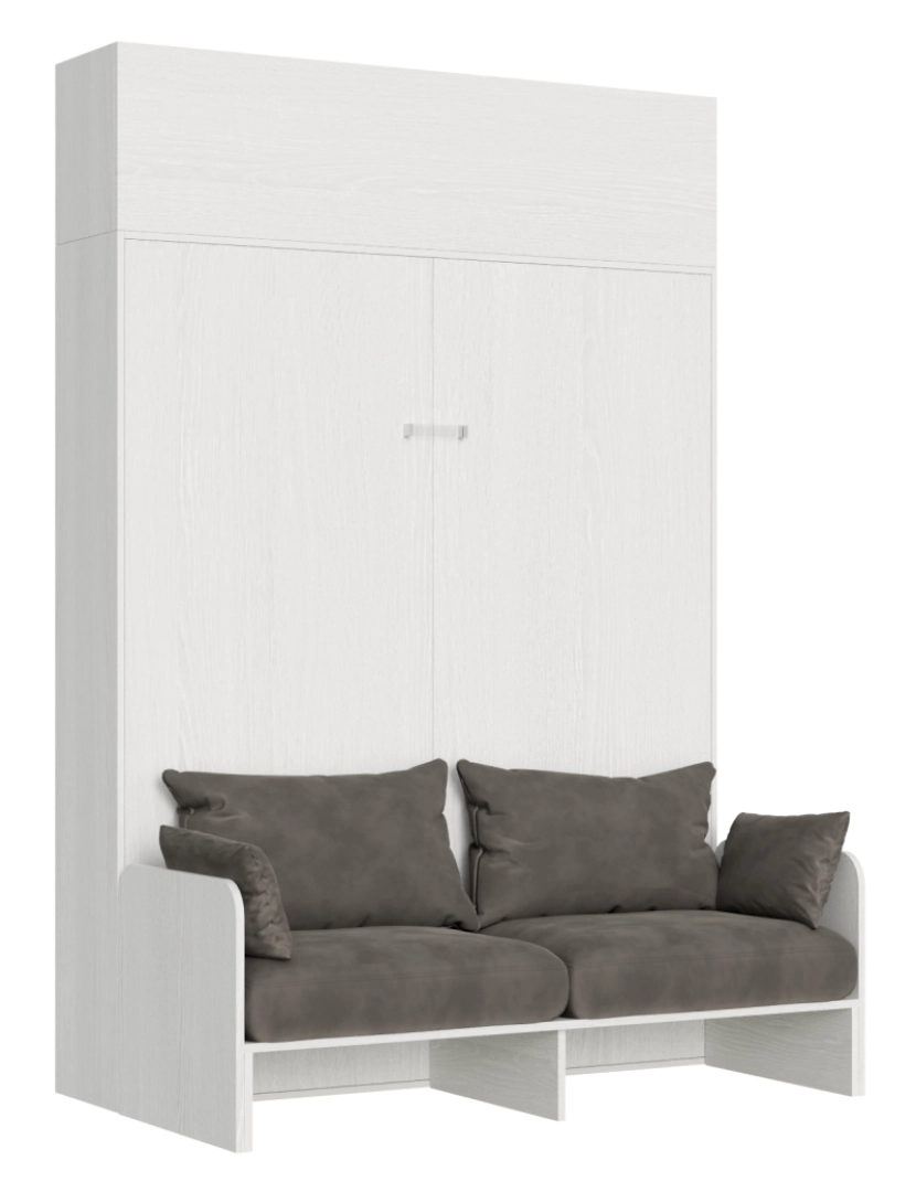 imagem de Cama retrátil 160 vertical Kentaro Sofà com armário suspenso Cinza Branca - ALESSIA 201
