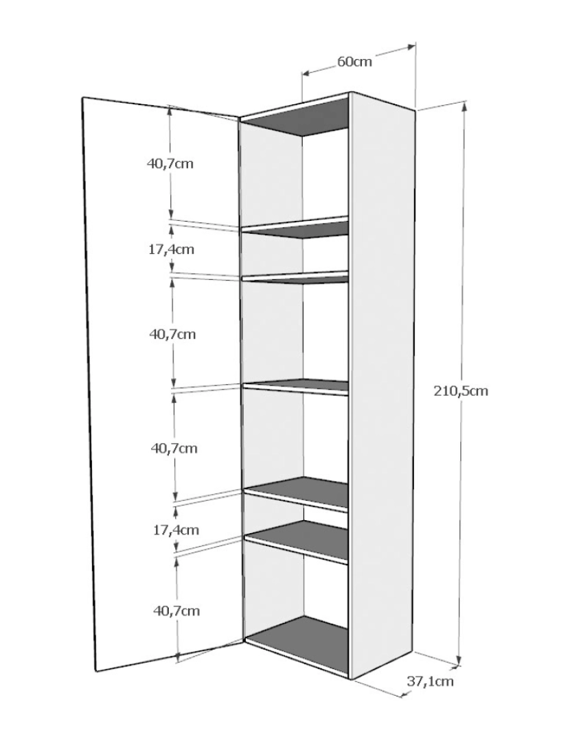 imagem de Cama retrátil 140 vertical Kentaro com armário coluna Cinza Branca5