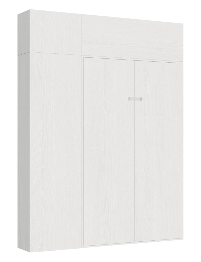 imagem de Cama retrátil 140 vertical Kentaro com armário coluna e armários suspensos Cinza Branca1