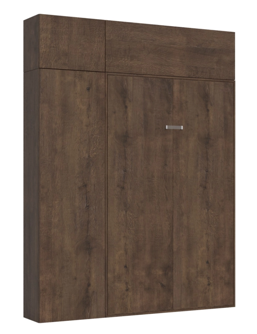 imagem de Cama retrátil 140 vertical Kentaro com armário coluna e armários suspensos Nogueira1