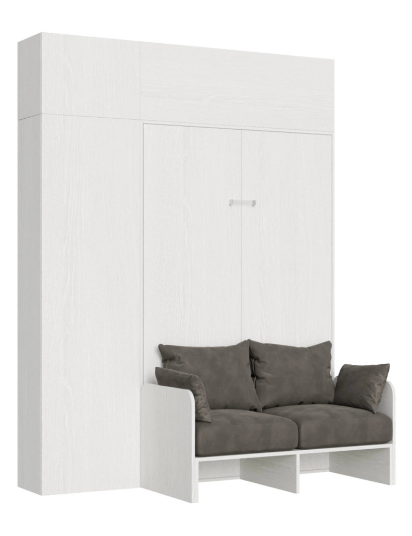 Itamoby - Cama retrátil 140 vertical Kentaro Sofà com armário coluna e armários suspensos Cinza Branca - ALESSIA 20