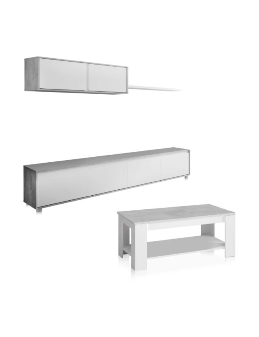 imagem de Pack sala de estar com mesa de centro Arlet Blanco Artik (Blanco Mate) - Gris Cemento 200 x 43 x 41 cm4