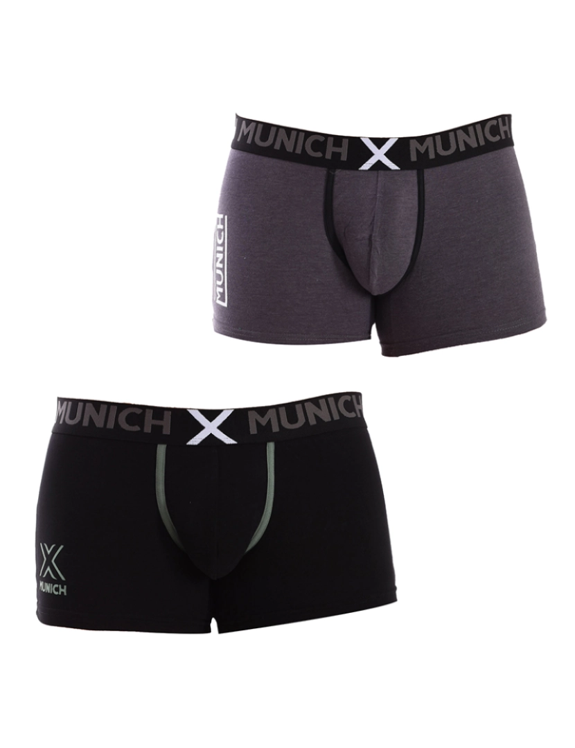 Munich - Pack 2 Boxers Algodão Elástico Cinza e Preto