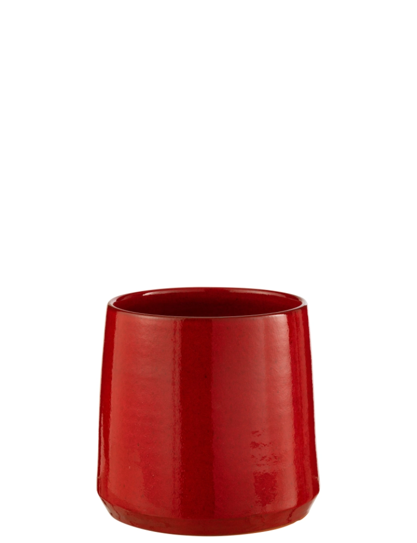 J-Line - J-Line Cachepot redondo cerâmica vermelho médio